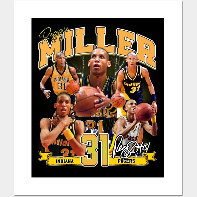 Reggie Miller Choke Sign Basketball Legend Signature Vintage Retro 80s 90s Bootleg Rap Style Wall Art by CarDE